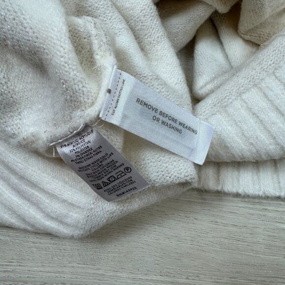 Ann Taylor Loft Oversized Cowl Neck Sweater Womens Small White Silver Stripe - Picture 5 of 7